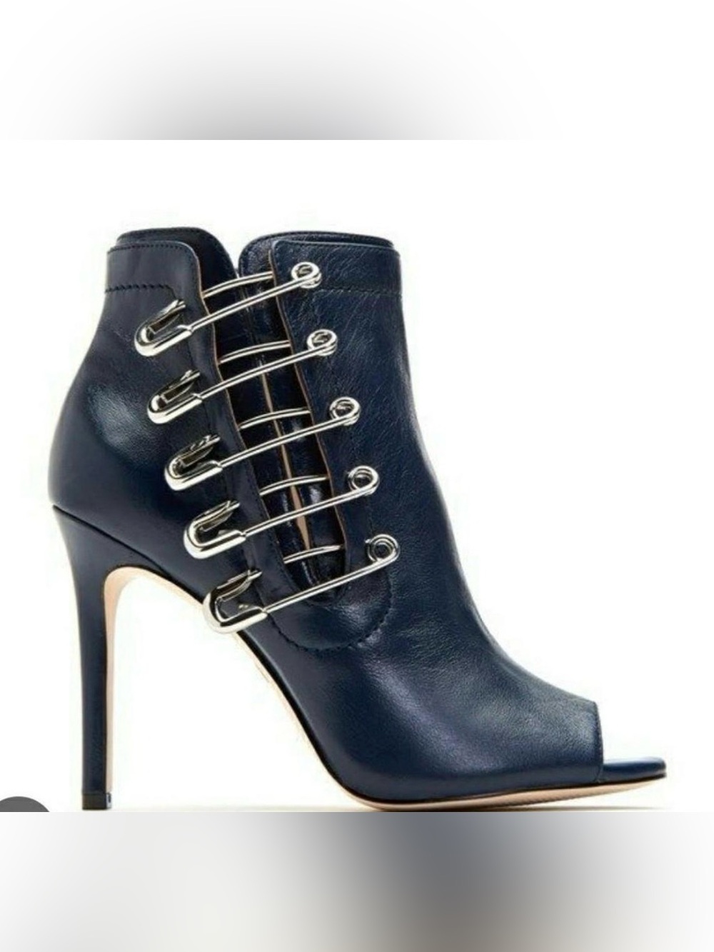 Katy Perry Collections The Unity Black Peep-Toe Ankle Boot with Silver Pins